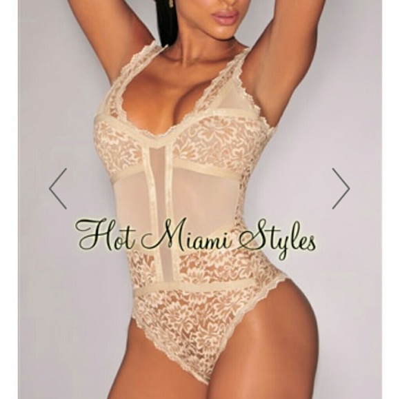 beige lace bodysuit